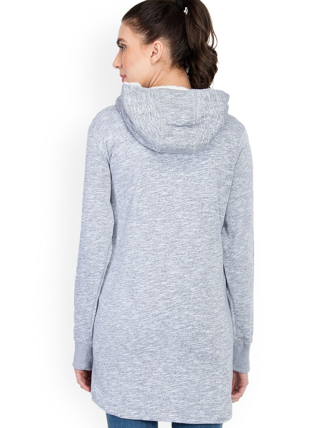 Kotty Women Grey Printed Longline Sweatshirt
