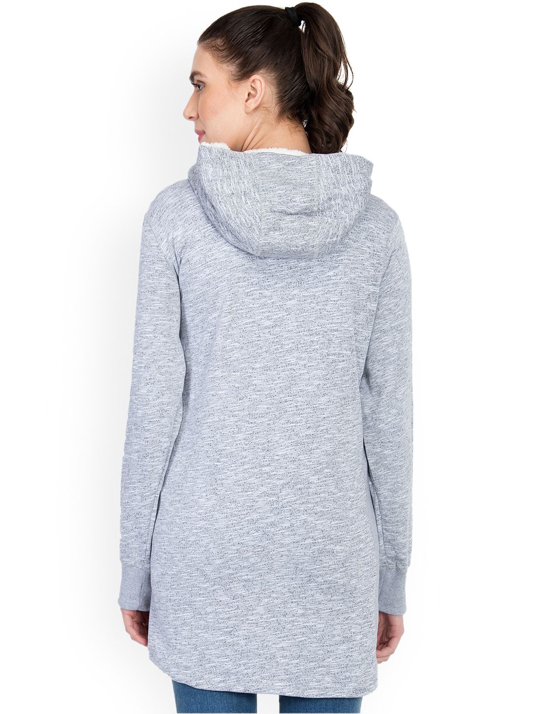 Kotty Women Grey Printed Longline Sweatshirt