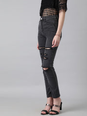 Kotty Women Slim Fit High-Rise Slash Knee Stretchable Jeans