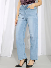 Kotty Women Blue Straight Fit High-Rise Light Fade Stretchable Jeans