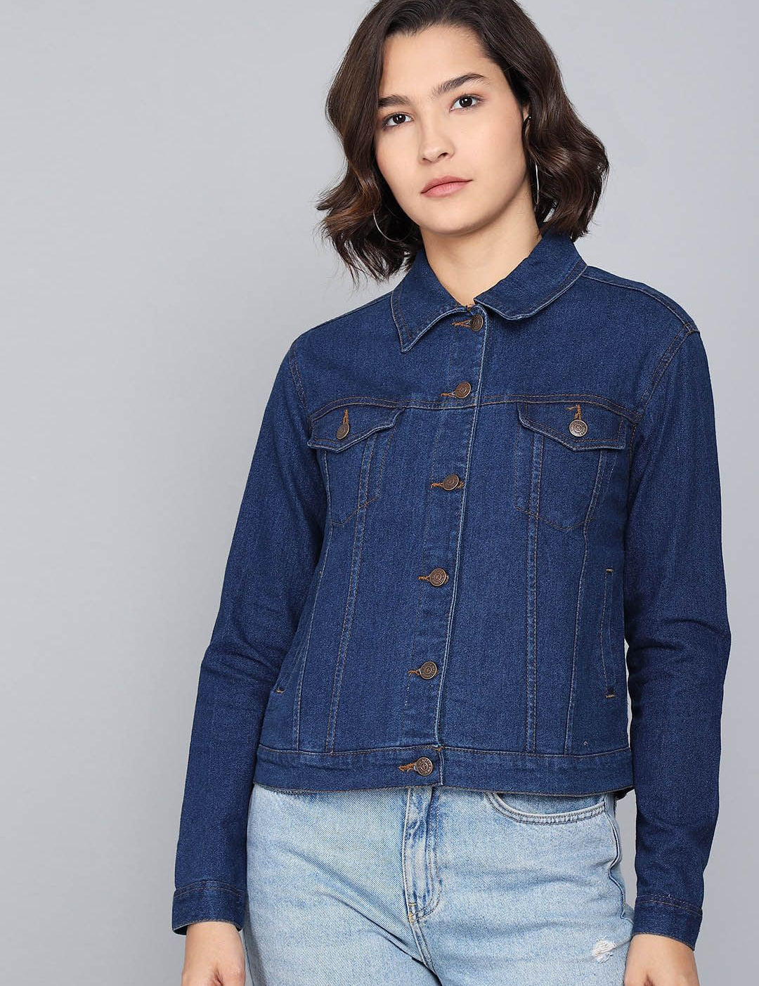Kotty Women Blue Washed Denim Jacket
