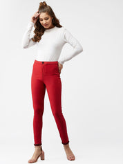 Kotty Women Red Skinny Fit High-Rise Clean Look Jeans