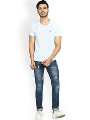Kotty Men Blue Slim Fit Mid-Rise Low Distress Stretchable Jeans