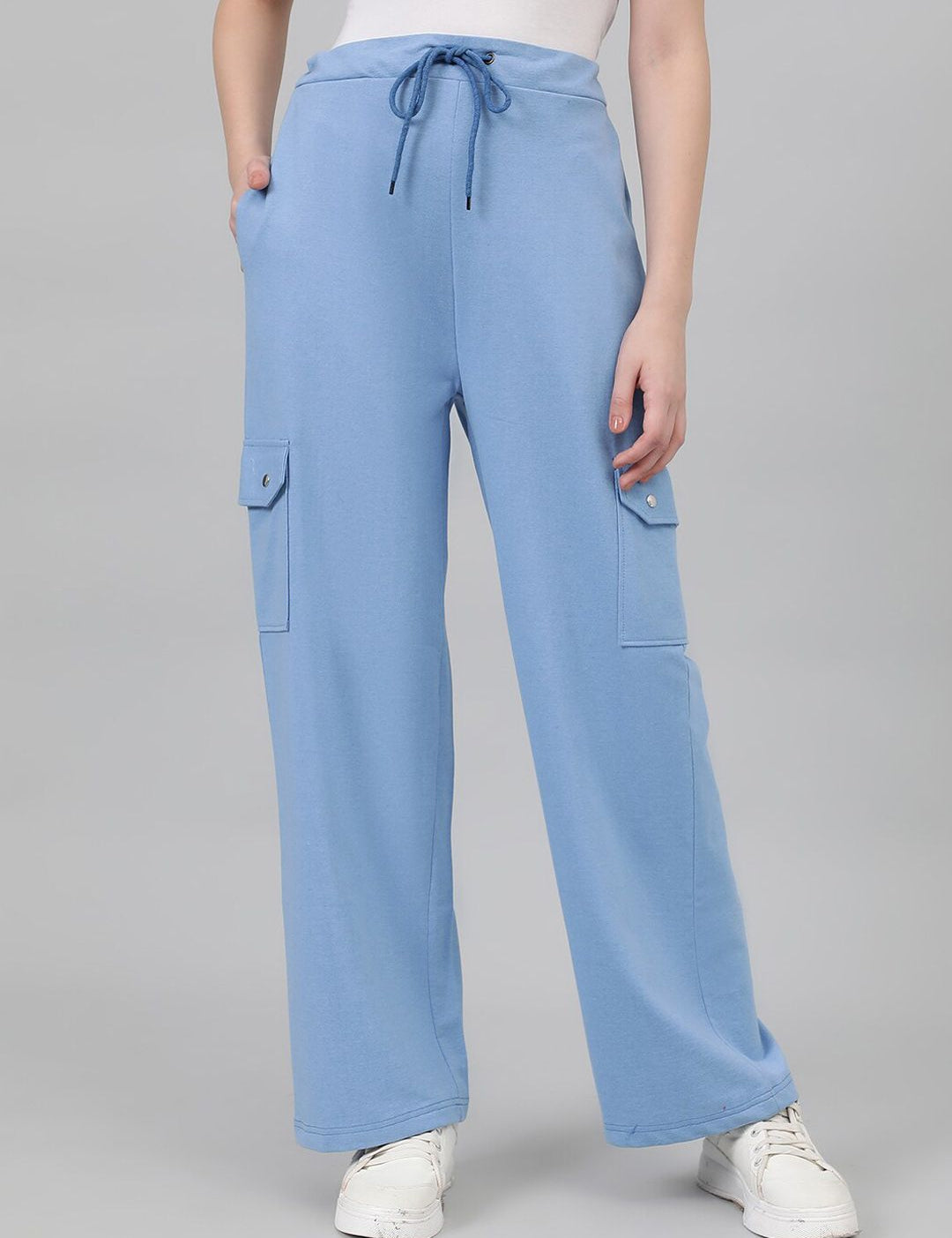 Kotty Women Blue Mid-Rise Straight-Fit Track Pants