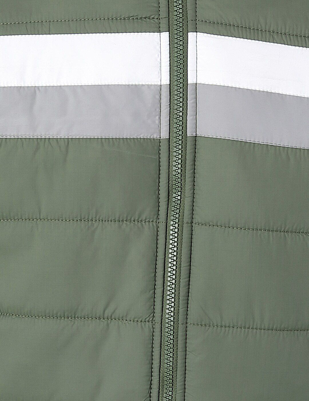 Kotty Men Olive Green Colourblocked Puffer Jacket