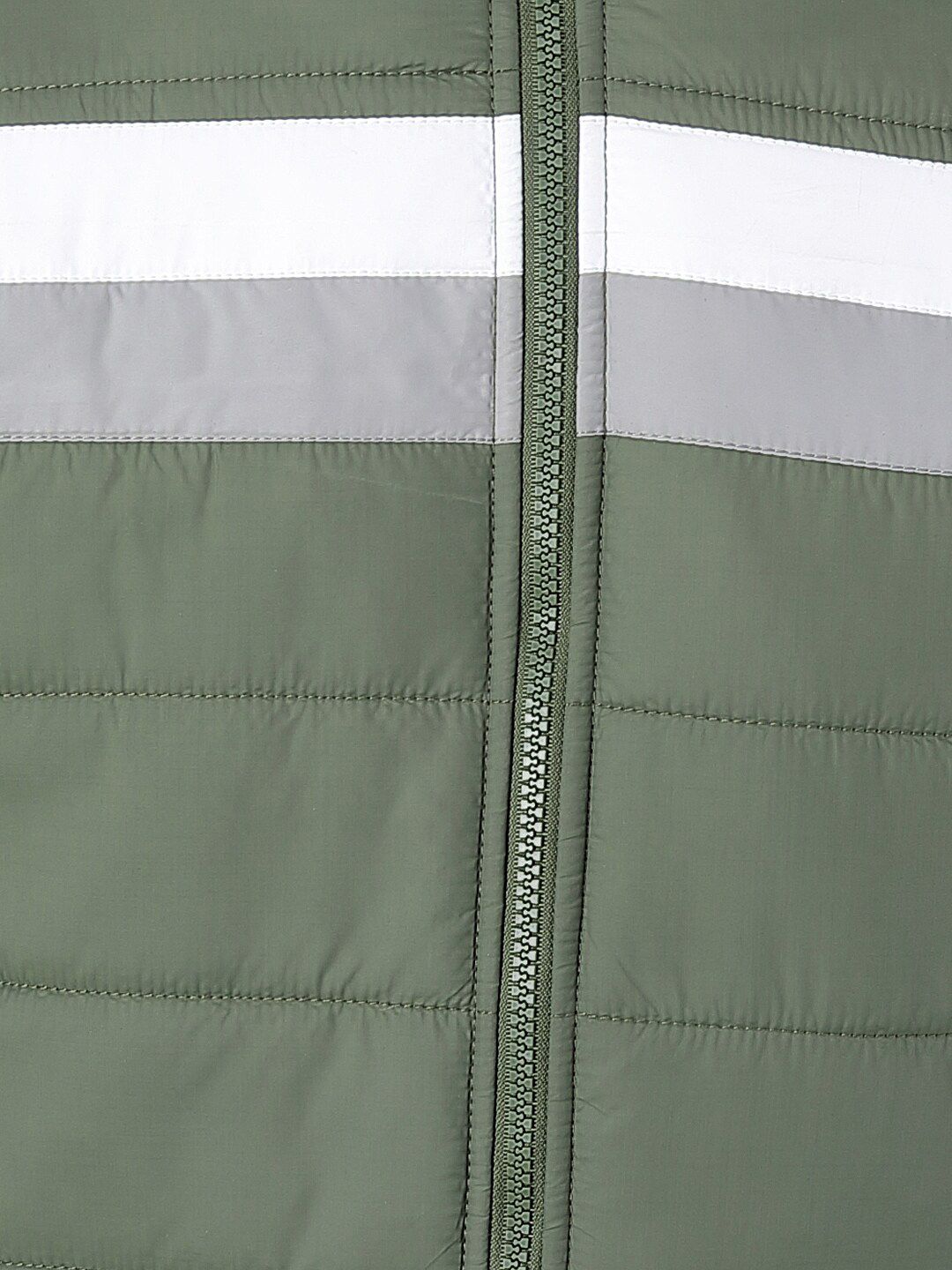 Kotty Men Olive Green Colourblocked Puffer Jacket