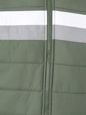 Kotty Men Olive Green Colourblocked Puffer Jacket