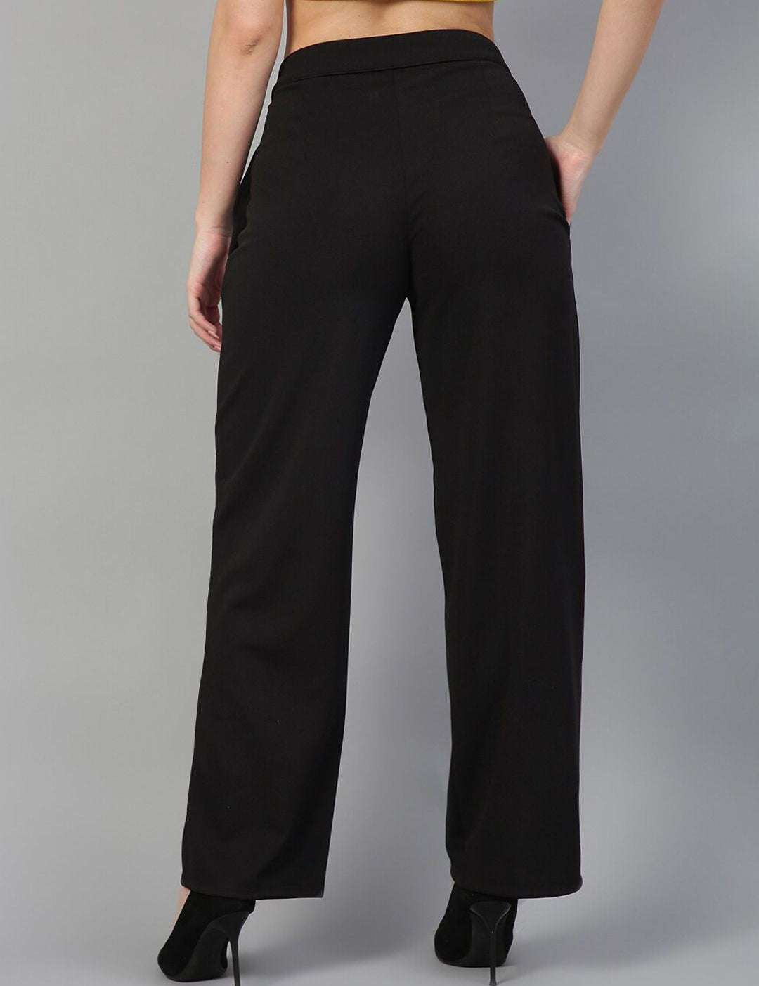 KOTTY BIZwear Women Relaxed Straight Fit High-Rise Easy Wash Parallel Trousers