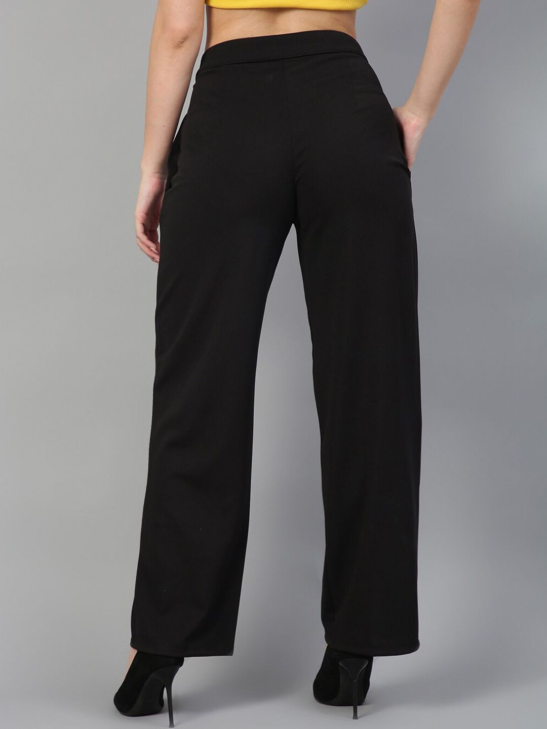 KOTTY BIZwear Women Relaxed Straight Fit High-Rise Easy Wash Parallel Trousers