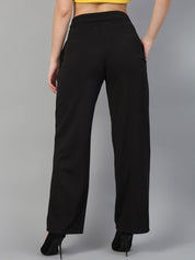 KOTTY BIZwear Women Relaxed Straight Fit High-Rise Easy Wash Parallel Trousers