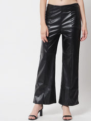 Kotty Women Black Relaxed Flared Low-Rise Trousers