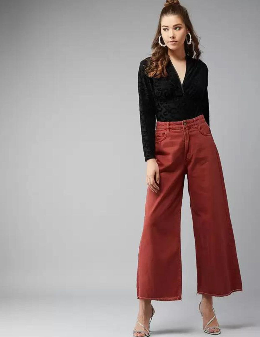 Kotty Women Jean Flared High-Rise Stretchable Cotton Jeans