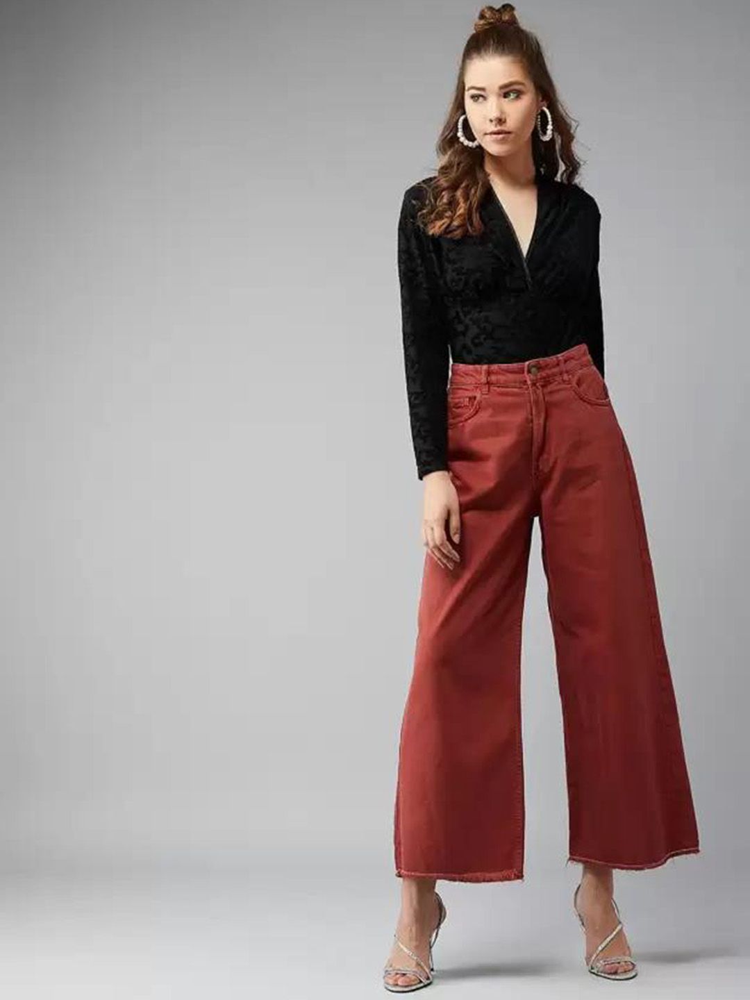 Kotty Women Jean Flared High-Rise Stretchable Cotton Jeans