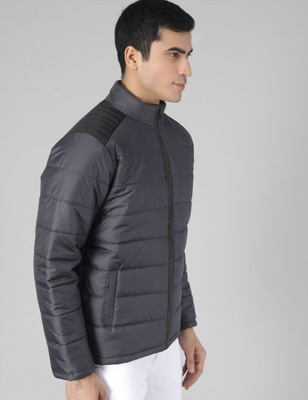 Kotty Men Black Solid Padded Jacket