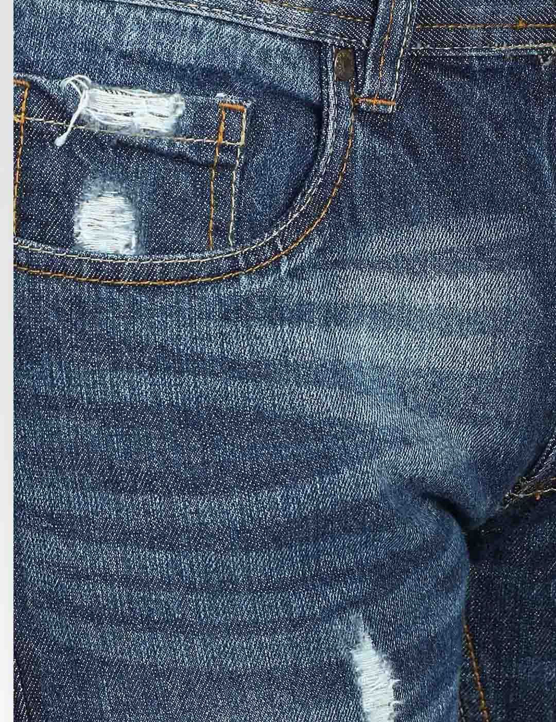 Kotty Men Blue Slim Fit Mid-Rise Low Distress Stretchable Jeans