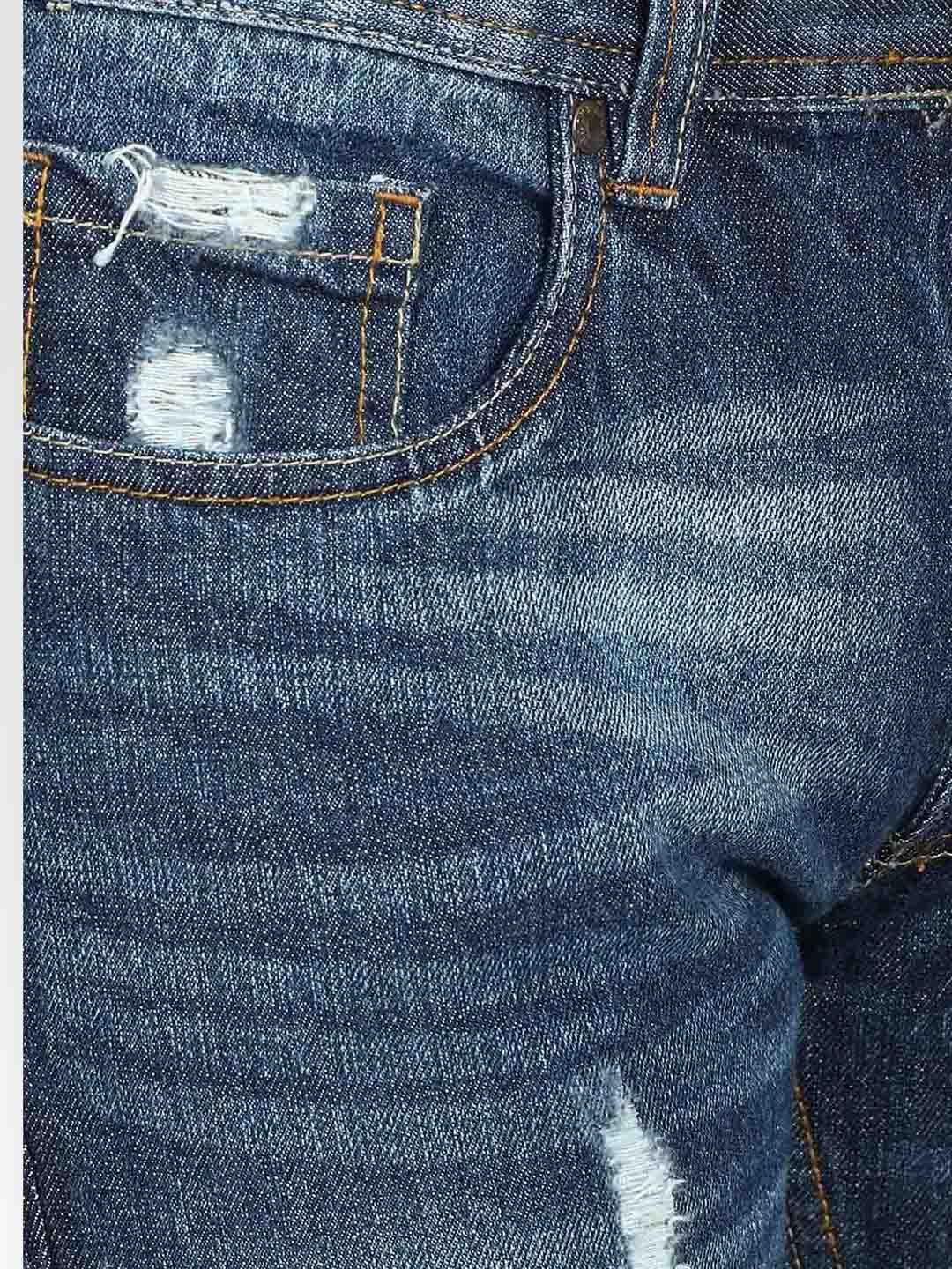 Kotty Men Blue Slim Fit Mid-Rise Low Distress Stretchable Jeans