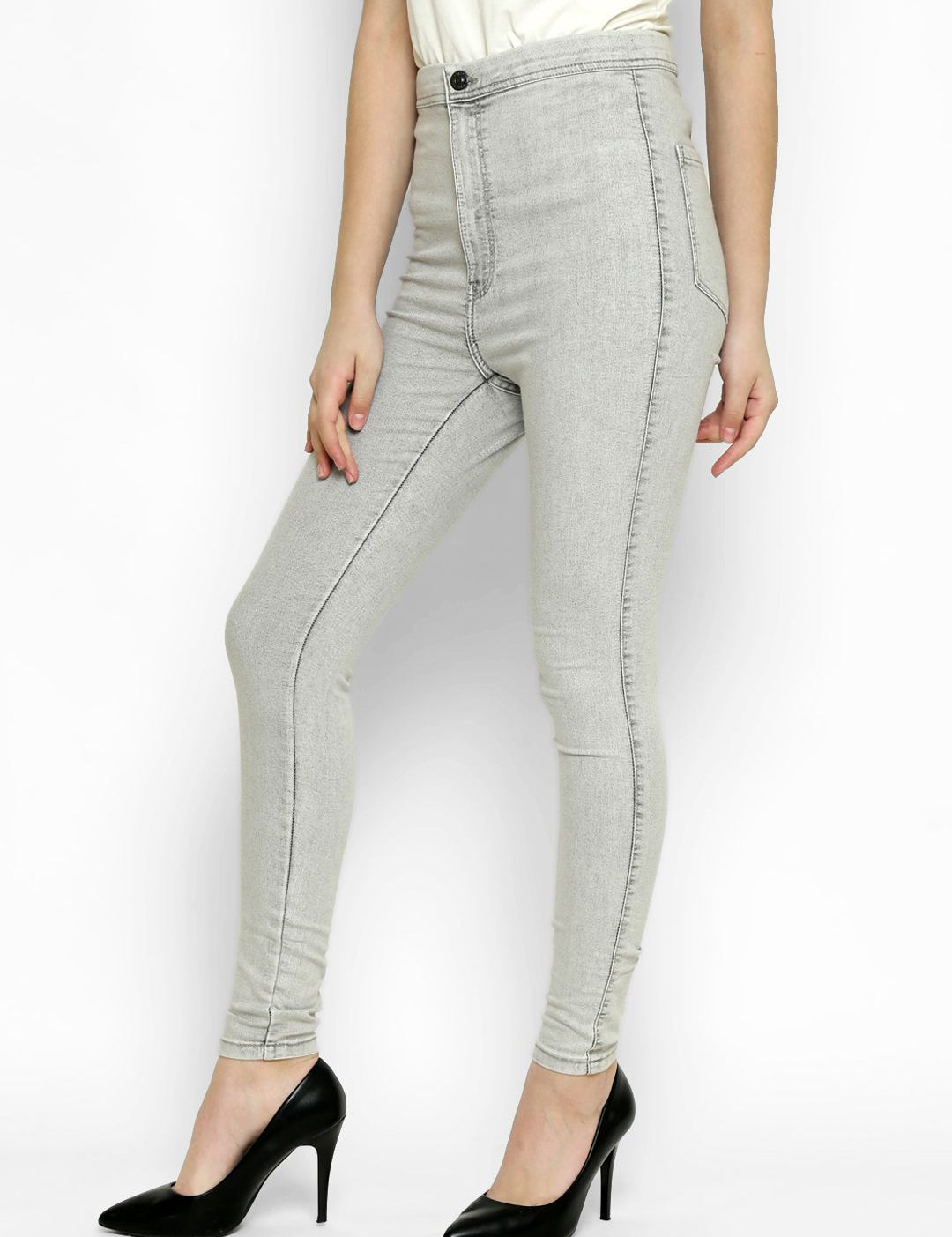 Kotty Women Grey Skinny Fit High-Rise Clean Look Jeans