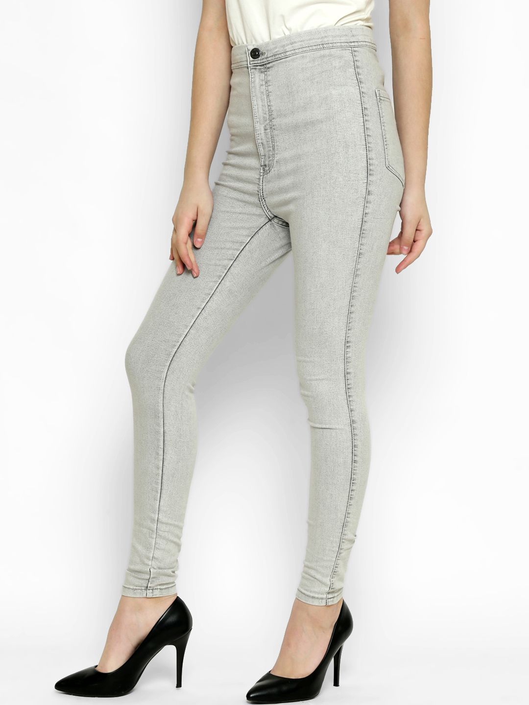 Kotty Women Grey Skinny Fit High-Rise Clean Look Jeans