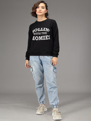 Kotty Women Black Printed Sweatshirt