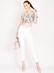 Kotty Women White Skinny Fit High-Rise Clean Look Stretchable Jeans