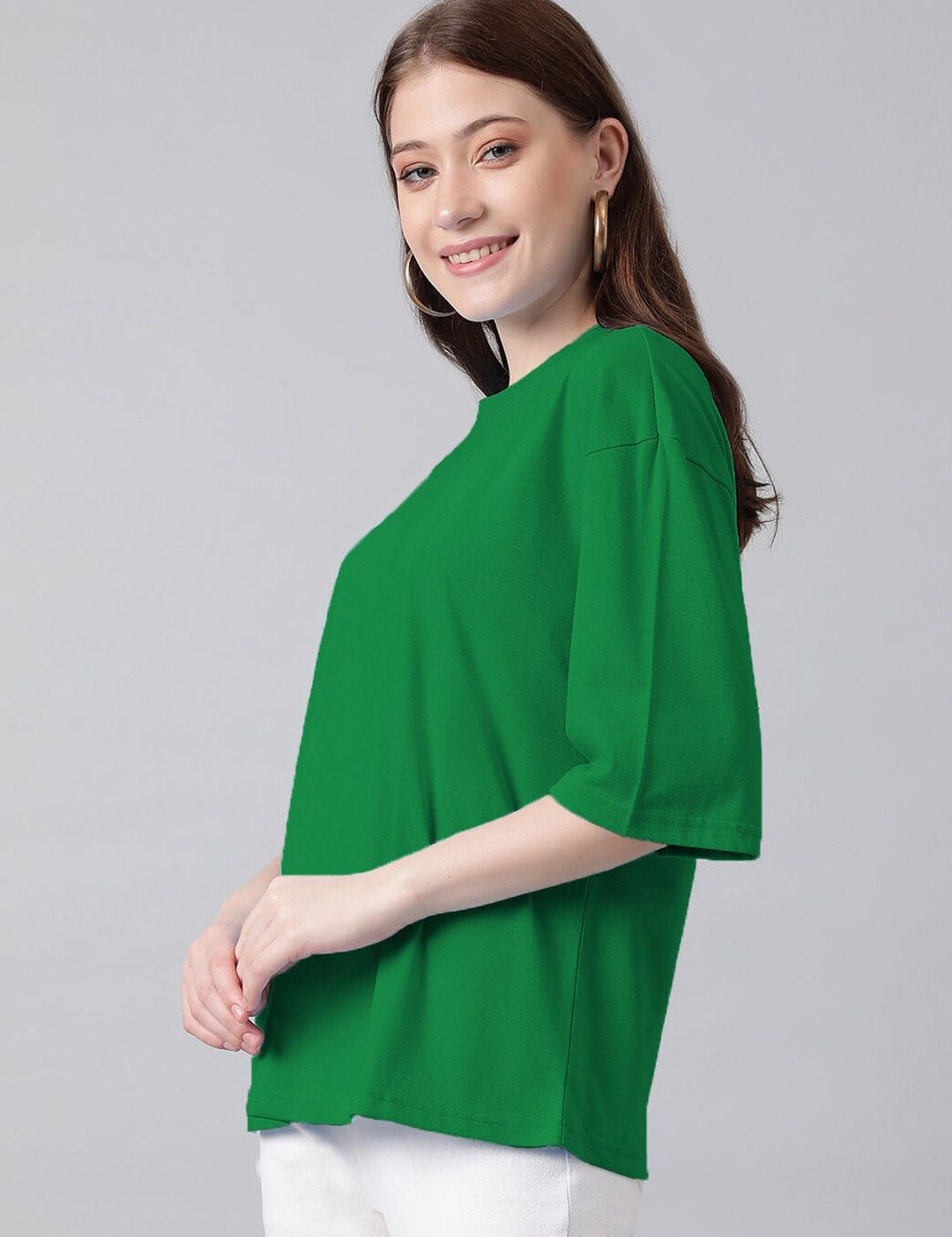 KOTTY Basics Round Neck Drop-Shoulder Sleeves Oversized T-shirt