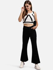 Kotty Women Black Flared High-Rise Clean Look Bootcut Jeans
