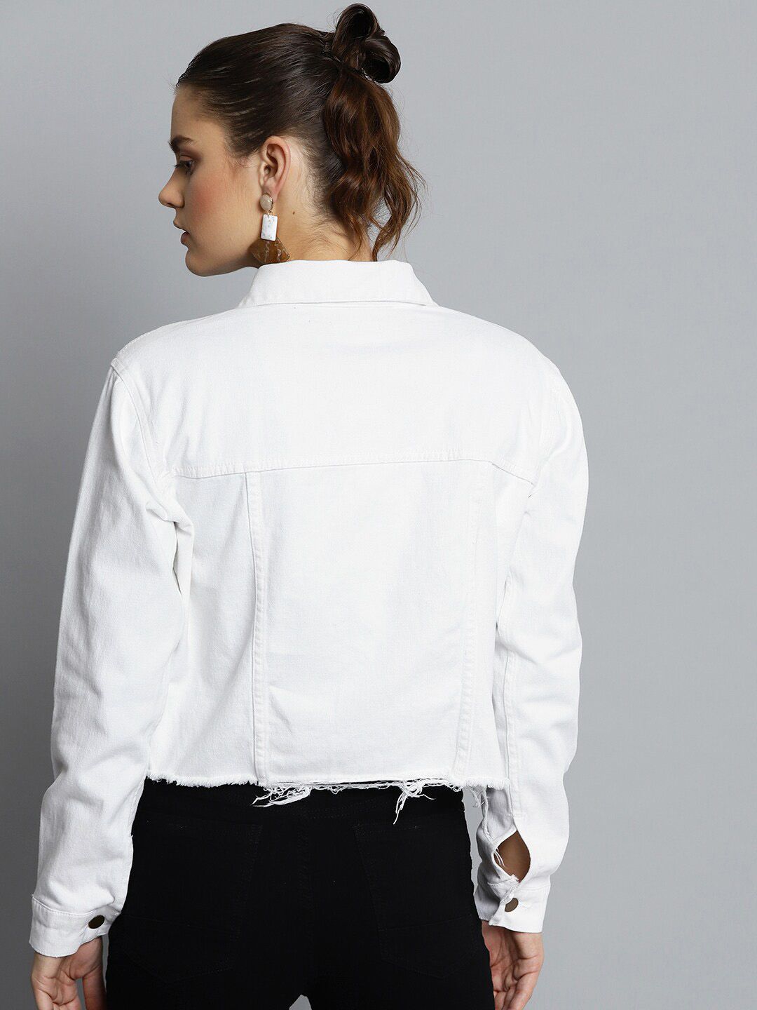 Kotty White Crop Denim Jacket
