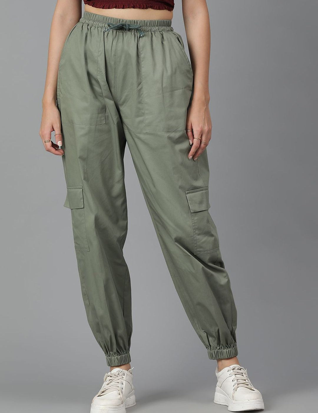 Kotty Women High-Rise Easy Wash Cotton Chinos Trousers