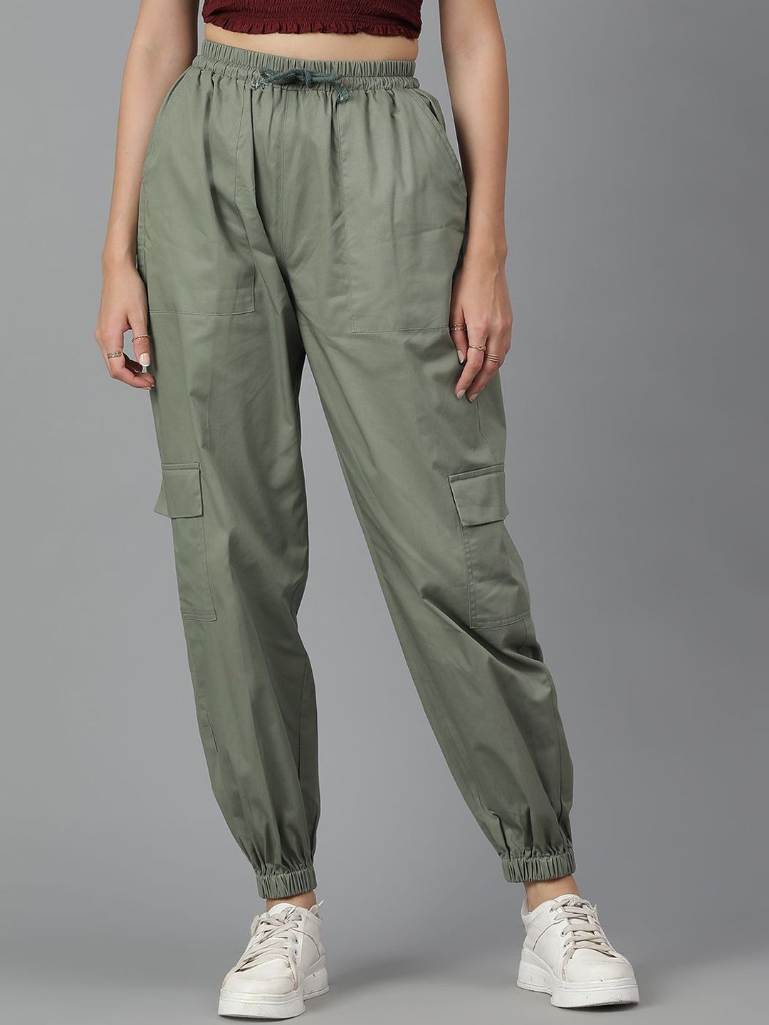 Kotty Women High-Rise Easy Wash Cotton Chinos Trousers