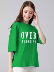 Kotty Typography Printed Drop-Shoulder Sleeves Oversized T-shirt