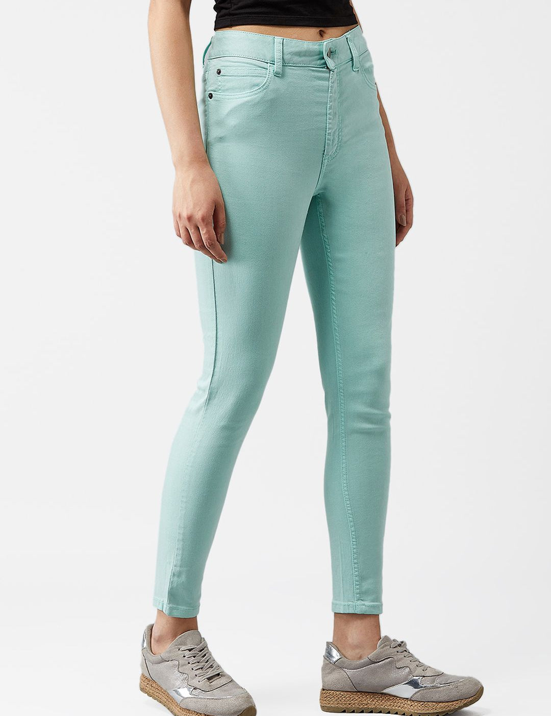 Kotty Women Sea Green Skinny Fit High-Rise Clean Look Jeans
