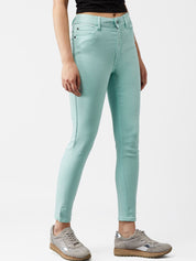 Kotty Women Sea Green Skinny Fit High-Rise Clean Look Jeans