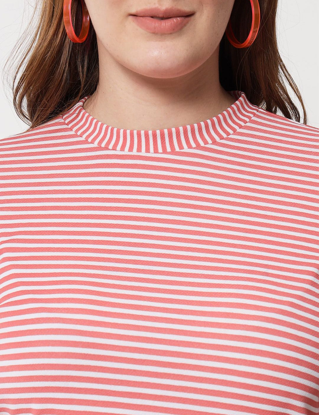 Kotty Striped Mock Neck Bodycon Midi Dress