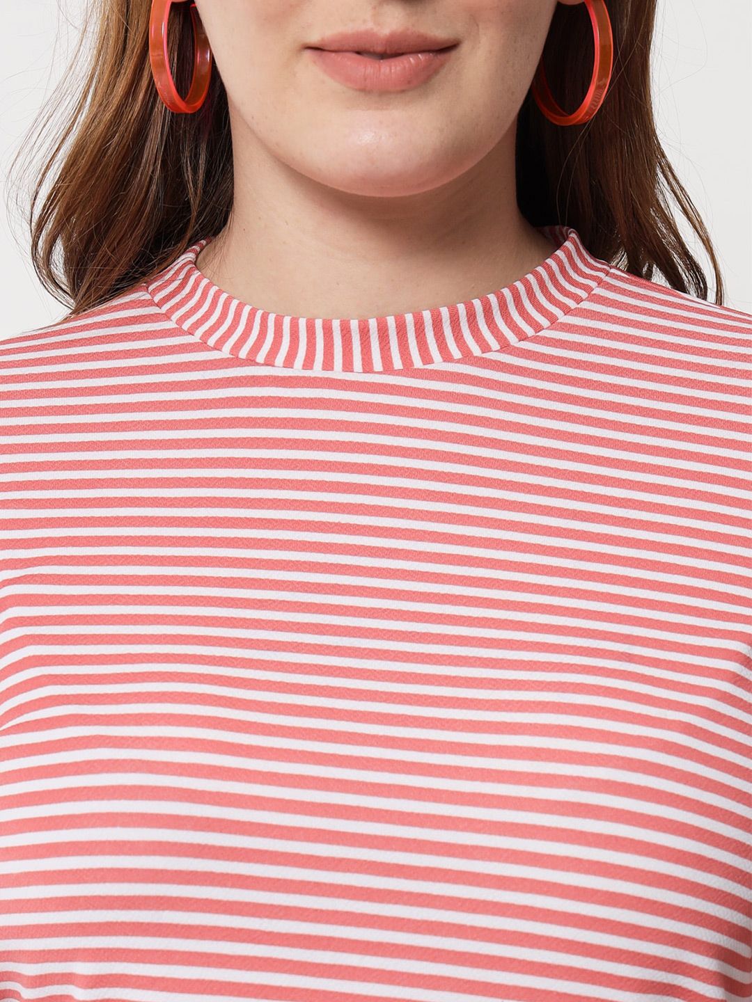 Kotty Striped Mock Neck Bodycon Midi Dress