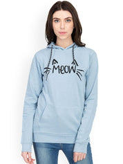Kotty Women Blue Printed Hooded Sweatshirt