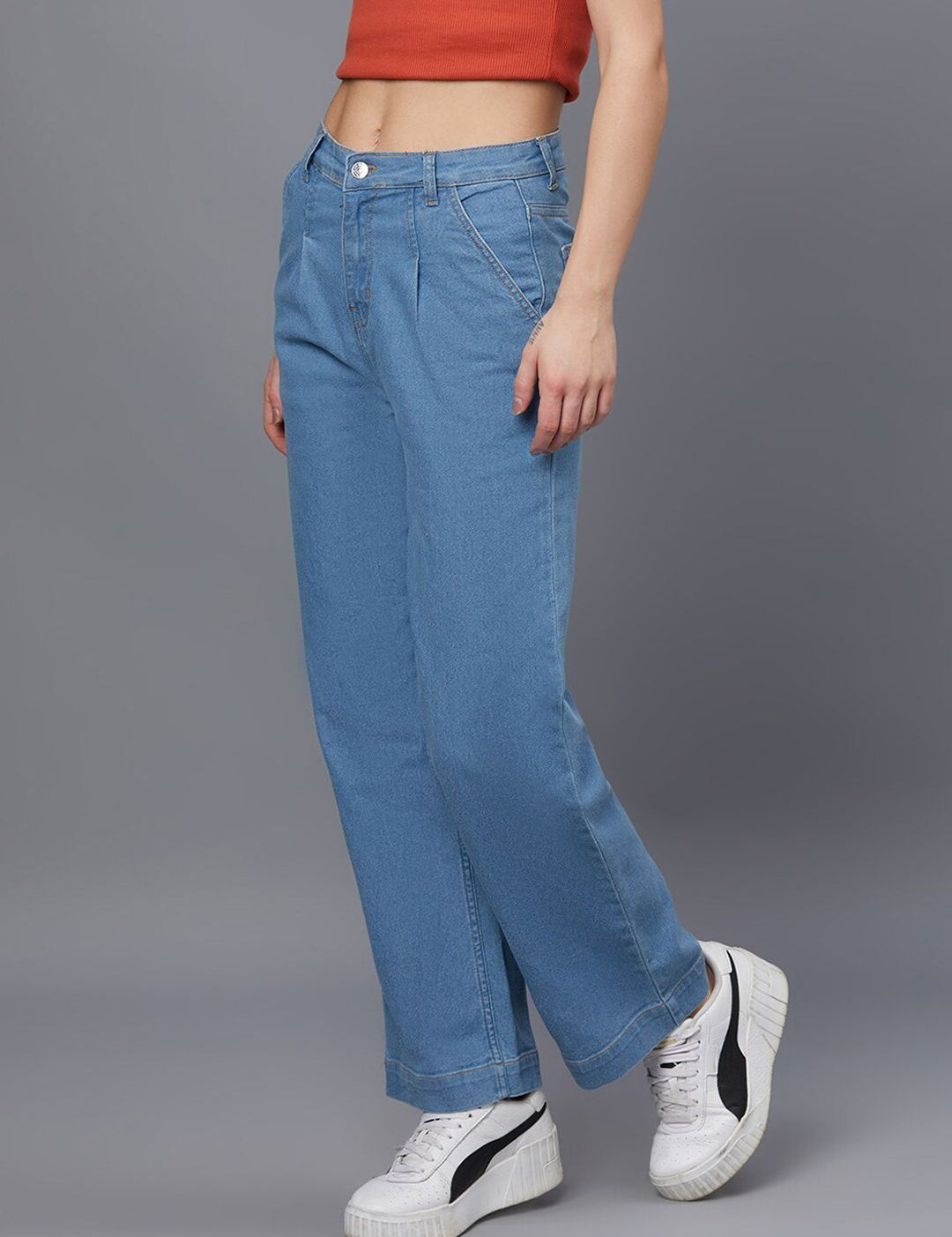 Kotty Women Blue Jean Straight Fit Stretchable Jeans