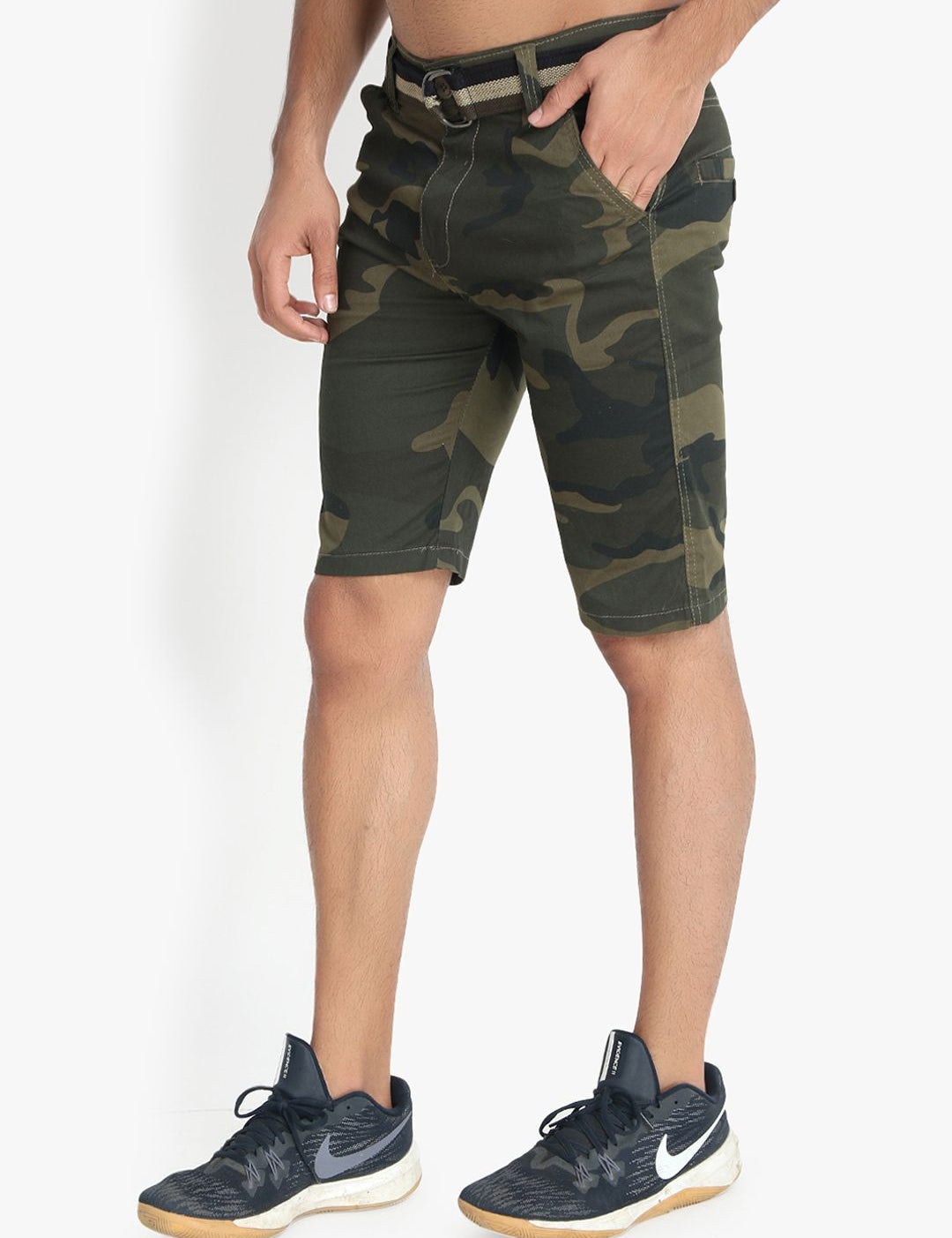 Kotty Men Green Printed Regular Fit Regular Shorts