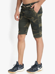 Kotty Men Green Printed Regular Fit Regular Shorts