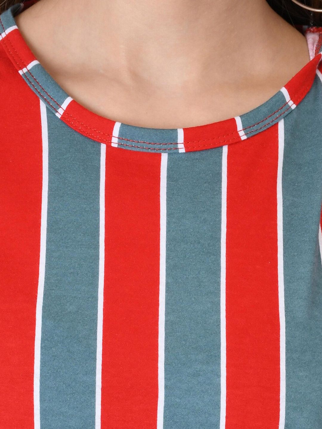 Kotty Striped Round Neck Cotton T-shirt