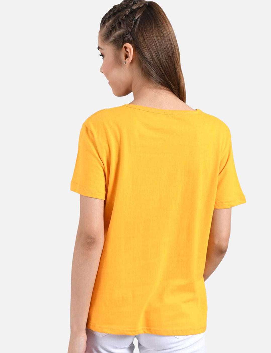 Kotty Women Pack Of 2 Yellow & Pink Printed Round Neck T-shirts