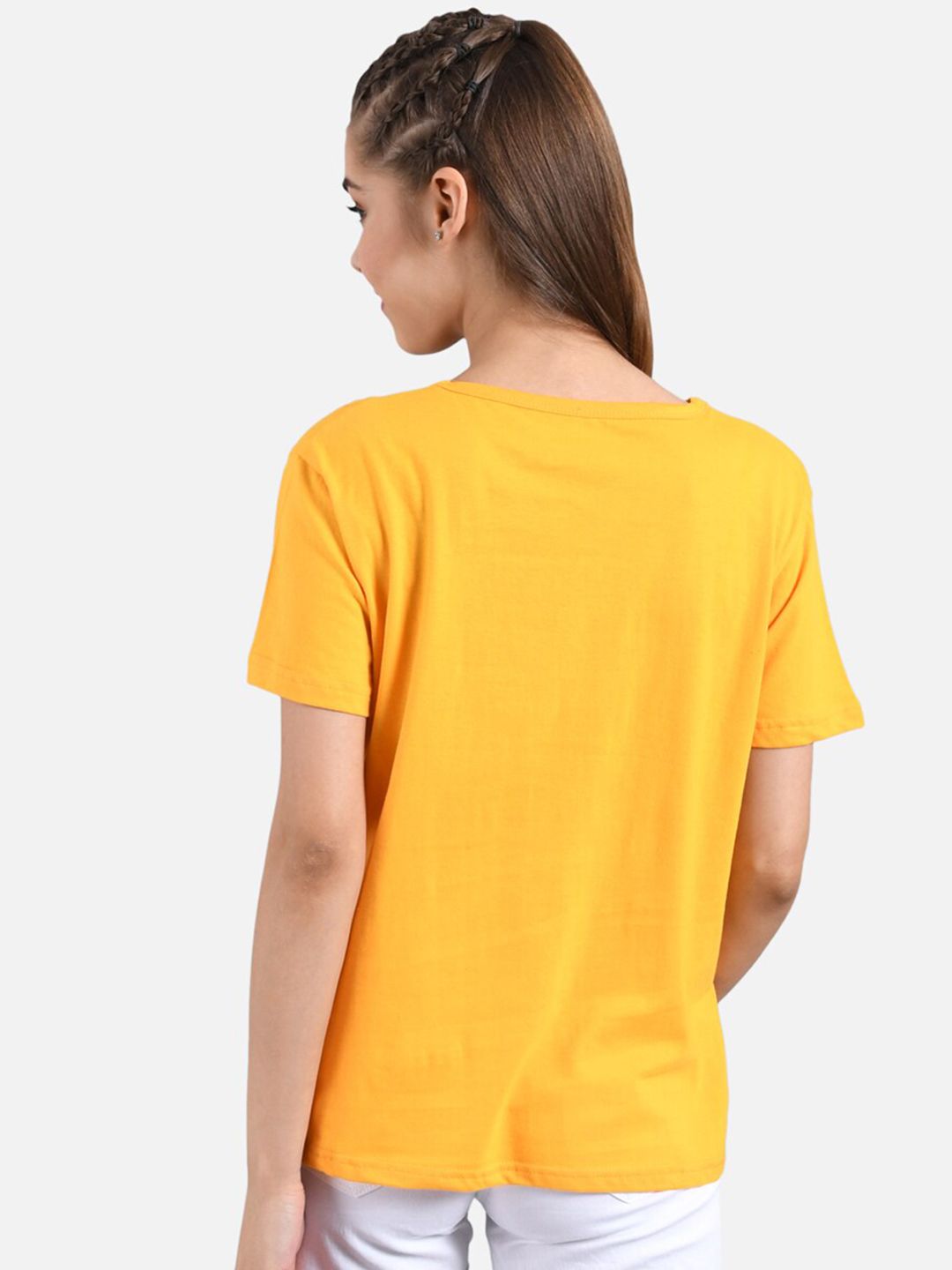 Kotty Women Pack Of 2 Yellow & Pink Printed Round Neck T-shirts