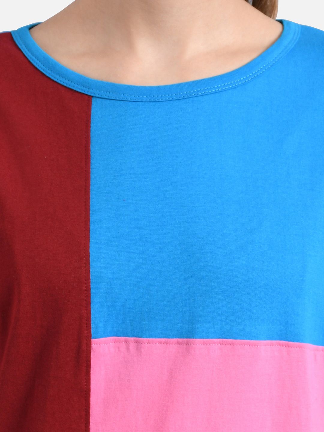 Kotty Women Multicoloured Colourblocked Round Neck T-shirt