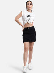 Kotty Women Black Solid Above Knee Straight Skirt