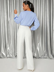 Kotty Women Relaxed Straight Leg Straight Fit High-Rise Easy Wash Pleated Trousers