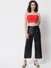 Kotty Women Black Relaxed Straight Fit Low-Rise Trousers