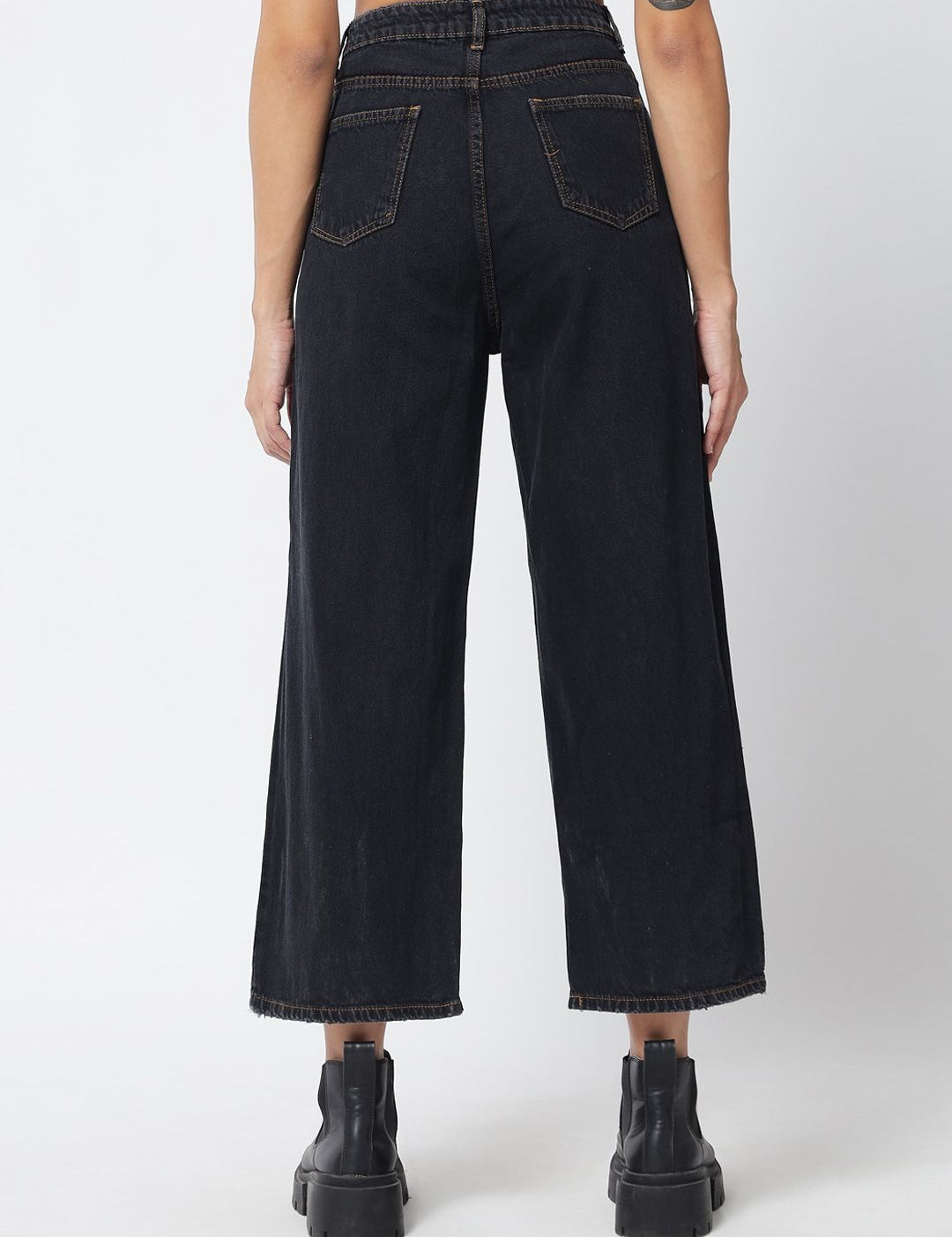 Kotty Women Black Jean Wide Leg High-Rise Stretchable Jeans