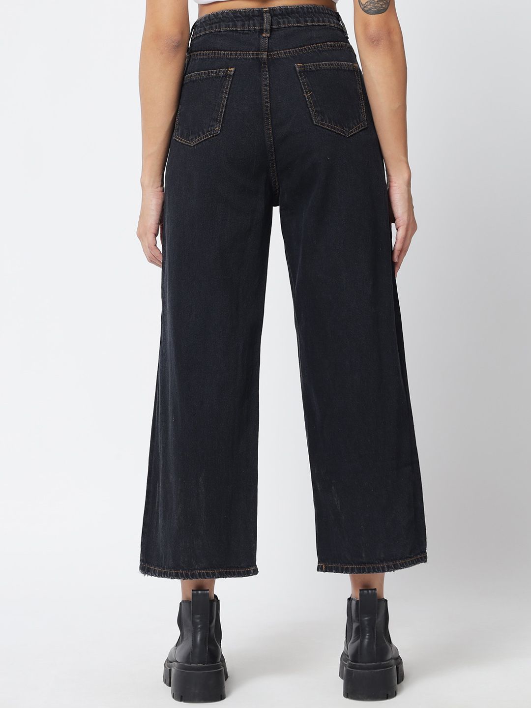 Kotty Women Black Jean Wide Leg High-Rise Stretchable Jeans