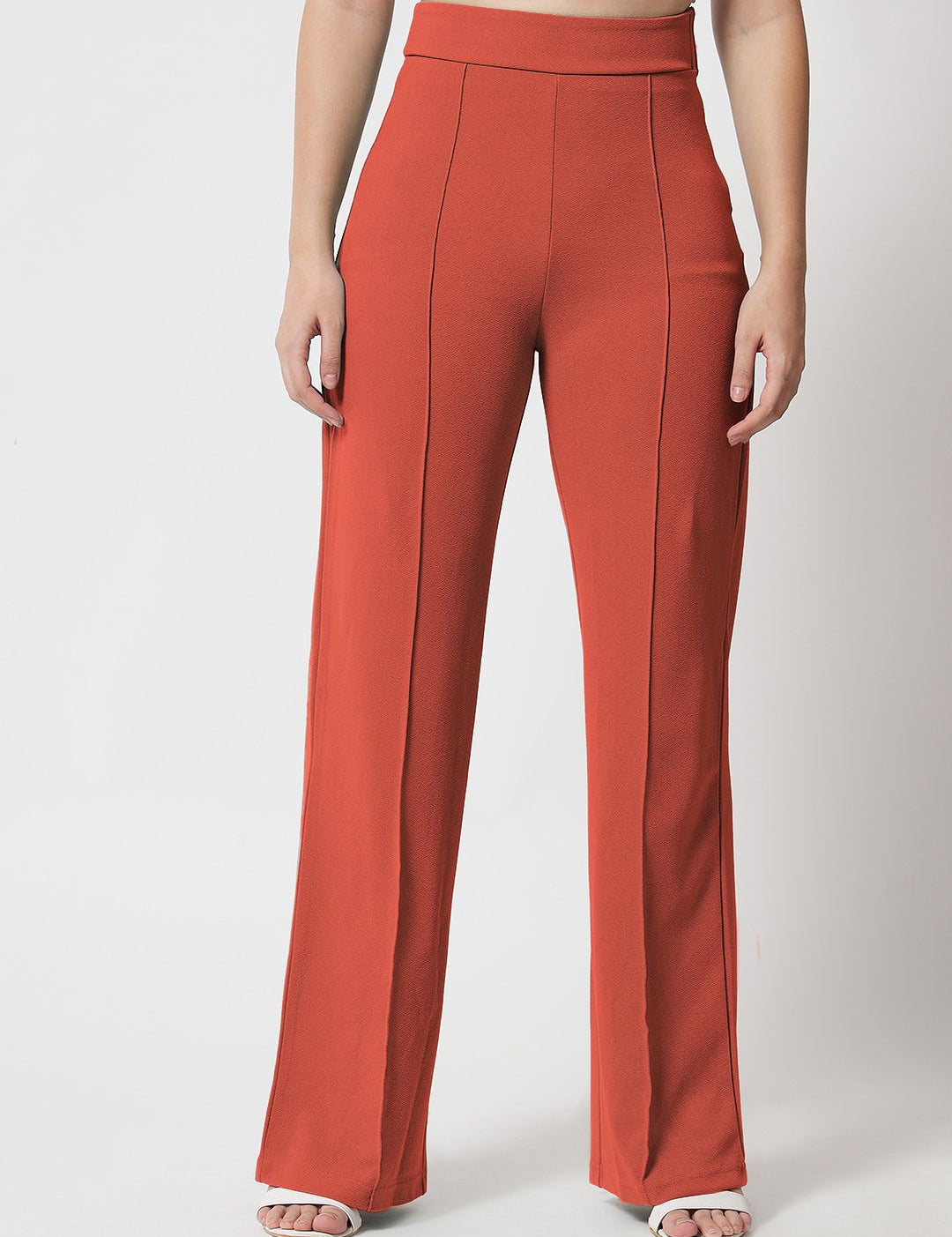 Kotty Women Relaxed Straight Fit High-Rise Easy Wash Parallel Trousers