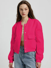Kotty Stand Collar Fleece Bomber Jacket
