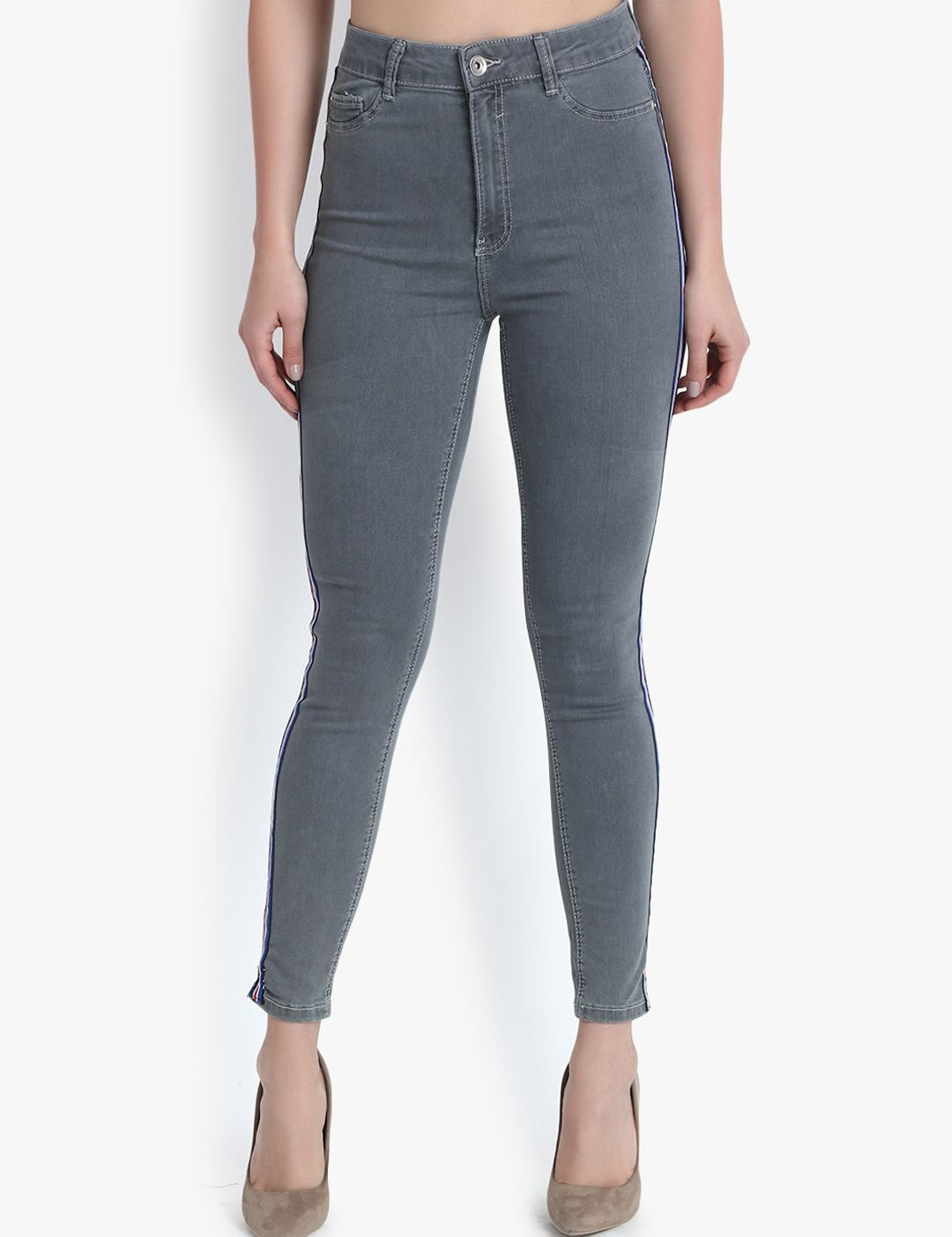 Kotty Women Grey Skinny Fit High-Rise Clean Look Stretchable Jeans